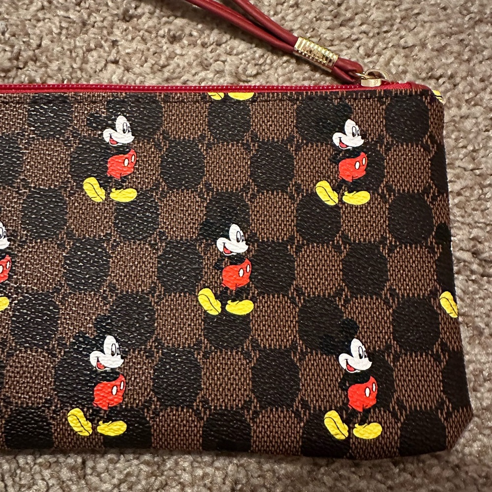 Brown Mickey Mouse Patterned Clutch - image 3